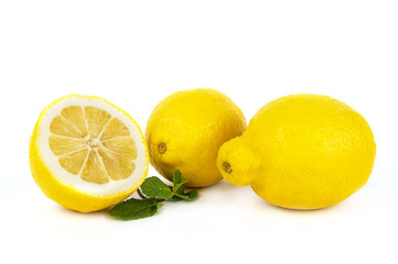 Lemon fruits on white background