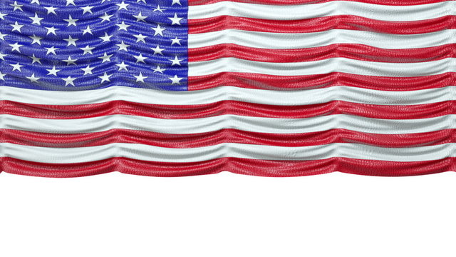 USA mock croc Flag curtain up. Alpha is included. Rewind to drop