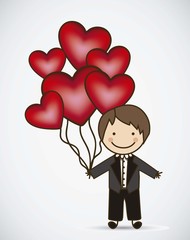  groom with hearts balloons