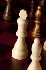 Classic Wooden Chessboard with Cheese Pieces