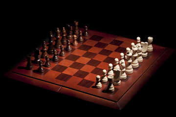 Classic Wooden Chessboard with Cheese Pieces