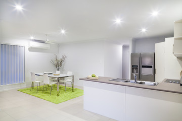 Modern kitchen and dining area