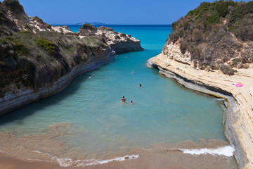 View of the bay of Sidari on Corfu. Canal d'amour