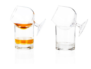 cognac brandy glass isolated on white background