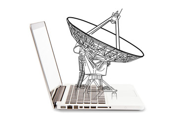 Satellite dish on laptop