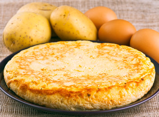 Eggs and potatoes. Omelette typical Spanish cuisine