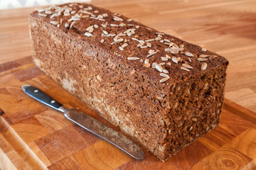 Black bread with sunflower seeds