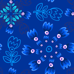 Fototapeta na wymiar Seamless Pattern with Flower and leaf