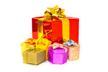 Various gift boxes on a white background