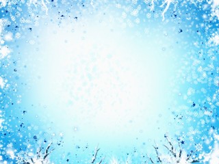winter frame light blue background, with stars and snowflakes