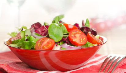 closeup on a fresh salad bowl