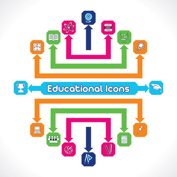 Set of Educational Icons Stock Vector