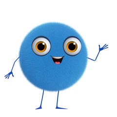 3d cartoon cute blue ball