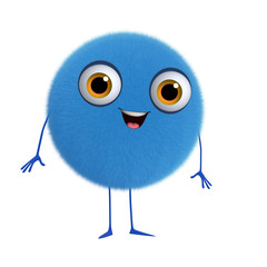 3d cartoon cute blue ball