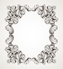 vintage border frame engraving baroque vector - 47689147