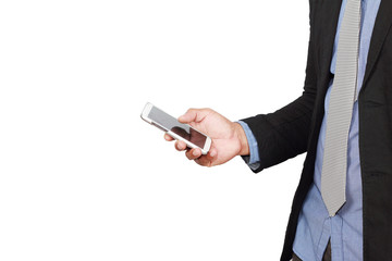 Businessman checking mail on smart phone
