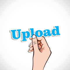 Upload word in hand stock vector