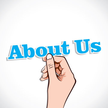 About Us word in hand stock vector