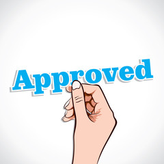 Approved  word in hand stock vector