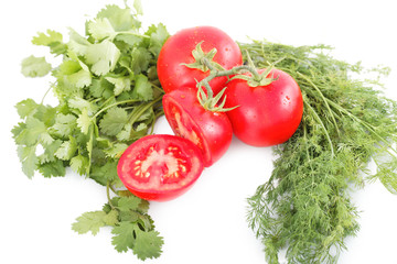 tomatoes and herbs