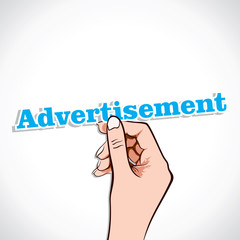 Advertisement word in hand stock vector
