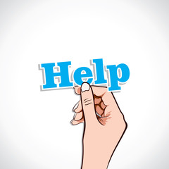 Help word in hand stock vector