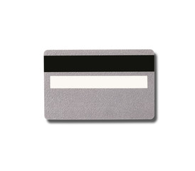 Fototapeta premium Empty silver plastic card with magnetic stripe