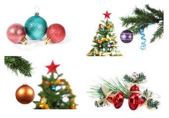 A set of images for Christmas and New Year. On a white backgroun
