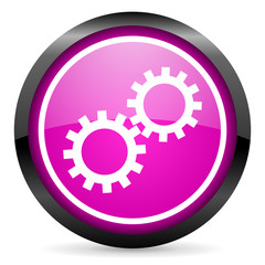 gears violet glossy icon on white background