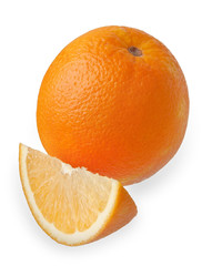 Ripe orange isolated on white background 