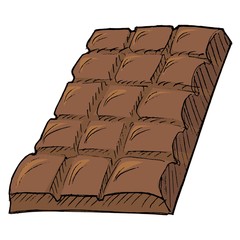 Hand drawn, vector, cartoon illustration of bar of chocolatec