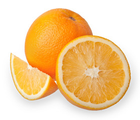 Ripe orange isolated on white background 