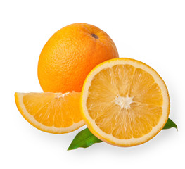 Ripe orange isolated on white background 