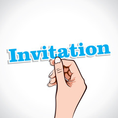 Invitation word in hand stock vector