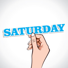 Saturday word in hand stock vector