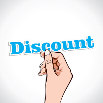 Discount word in hand stock vector