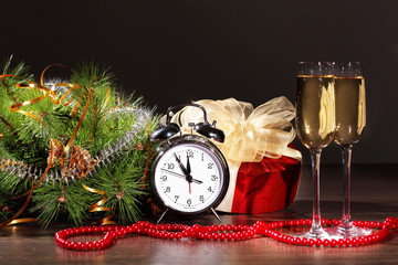Glasses of champagne at new year party