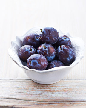 Bowl of Fresh Plums