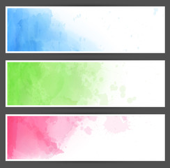 Colorful watercolor abstract banners.