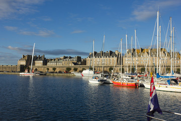 yachts in harbor of Saint Malo old town