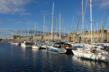 yachts in harbor of Saint Malo old town
