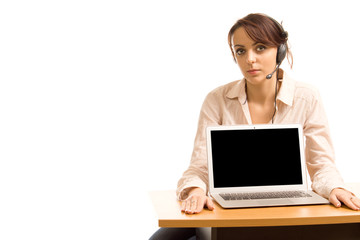 Call centre operator with blank screen