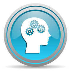 head blue glossy icon on white background