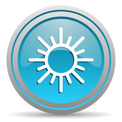 sun blue glossy icon on white background