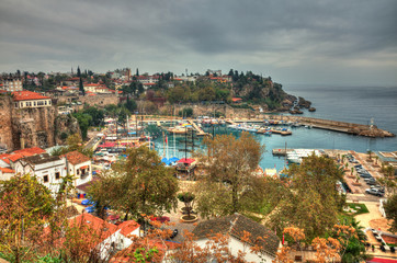 The old marina of  Antalya in  Turkey, HDR