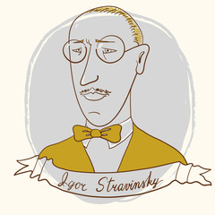 Vector Portrait Of Stravinsky Igor.