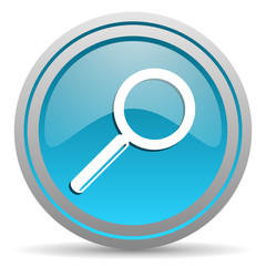 search blue glossy icon on white background