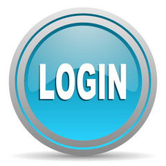 login blue glossy icon on white background