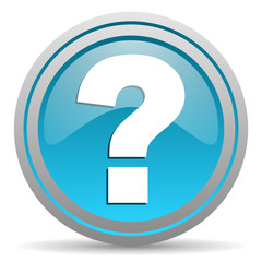 question mark blue glossy icon on white background