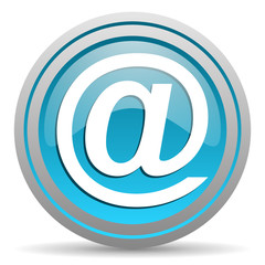 Obraz premium at blue glossy icon on white background
